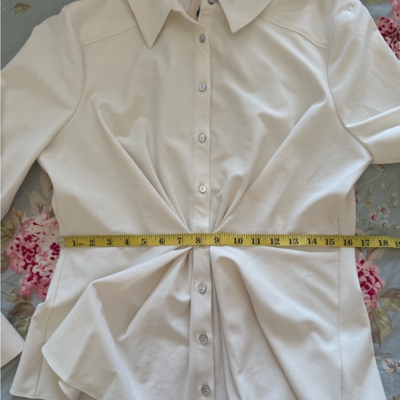 Cinq à Sept Isabelle Ruched Front Shirt Ivory Color Size Large NWT - Picture 8 of 15